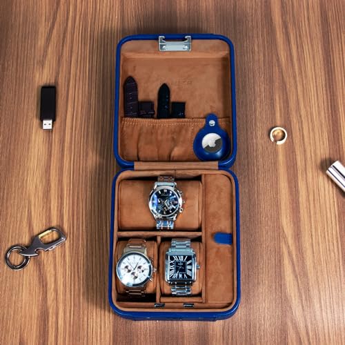 Watch Travel Case with Combination Lock (Blue)