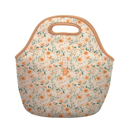 LunchTote Zippered Bag Insulated Neoprene Caddy (Blush Blossoms / Large 4.5 Quart Lunch Tote)