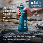 BeFree AC 2 Stage Filter Collapsible Travel Water Bottle 1L (New Model - Slate Blue)