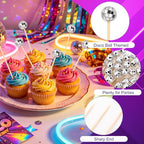 100 Pcs Disco Ball Cocktail Picks 4.7 Inch Mirror Ball End (Disco Ball)