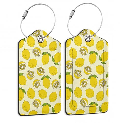 2 Pack Luggage Tag for Suitcase (Yellow Lemon)