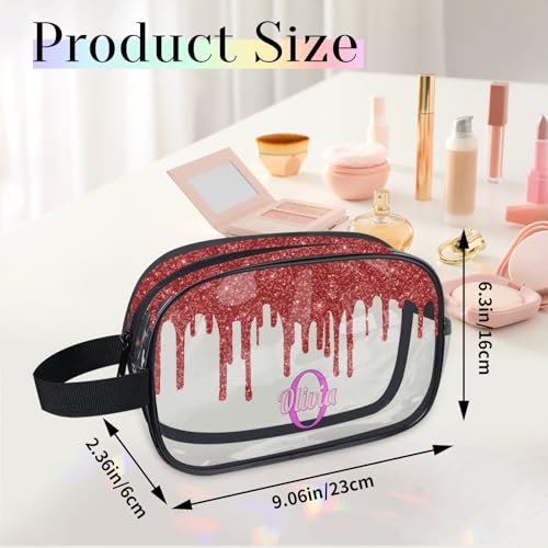 Personalized Travel Cosmetic Bag Waterproof Makeup Bags (Red A)