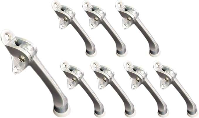 QCAA Heavy Duty Kickdown Door Stopper, Zinc Die Cast, Satin Chrome, 8 Pack by QCAAHardware
