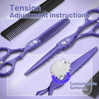 5.5 in Hair Cutting Shears Kit with Bag for Barbers (5.5 Inch / Purple)