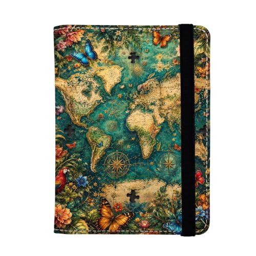 World Map Passport Holders Leather Passport Wallet for Travel Essentials (World Map / One Size)