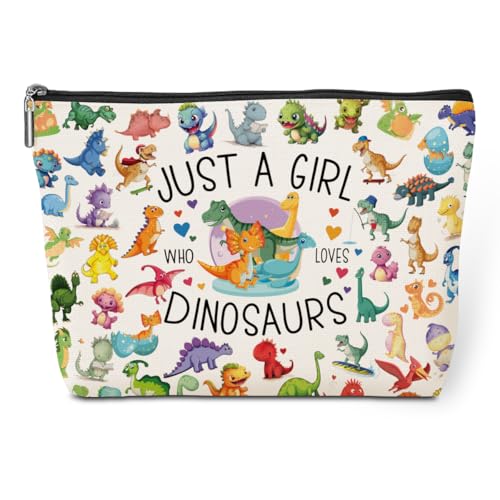 Dinosaur Gifts Cute Dinosaur Accessories Stuff Cosmetic Bag travel Makeup Bag Gifts for Women Sister Animal Lovers Best Friend Birthday Friendship Anniversary Mothers Day Christmas Valentine's Day (Girl Dinosaurs 1198)