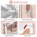 Clear Makeup Bag (2 Pack Pink / Hybrid Traveler (1 Large & 1 Medium - Soft))