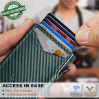 Men Slim Leather Wallet Metal Case Money Clip (Dark Green4325)