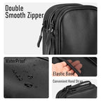 PU Leather Cable Organizer Double Layer Travel Pouch (Black / M)