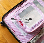 Premium Compression Packing Cubes for Travel (Pink Stripes / 6 pack)