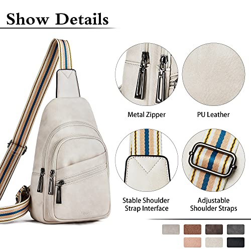 Sling Bag Crossbody Bags for Women Small Cross Body Bag Fanny Packs Chest Sling Purse for Daily Travel Leisure Sport (4-3 Beige)