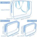Clear Makeup Bags (Haze Blue-6PCS (Large+Medium+Small))