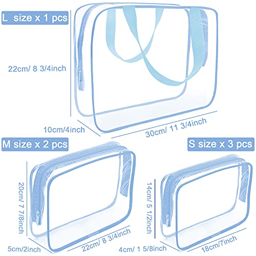 Clear Makeup Bags (Haze Blue-6PCS (Large+Medium+Small))