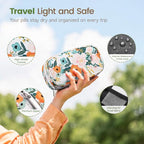 Weekly Travel Pill Organizer 2 Times a Day AM PM Rainbow Pill Box (A Canvas Bloom 01 / 1 Set Canvas Case)
