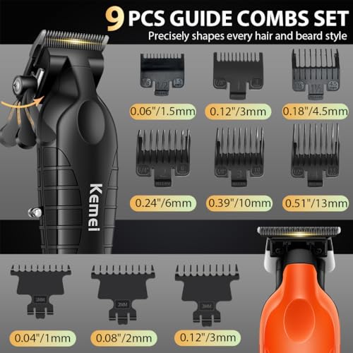 KM-2293 3-Piece Cordless Barber Kit with Foil Shaver, Orange (Orange)