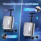 2-in-1 Scooter Suitcase for Kids & Adults, Foldable Ride On Luggage (Silver)