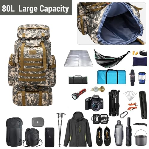 80L 2 Pack Hiking Backpack for Men with Sling Tactical Backpack (80l Grey - Pro(900d Fabric) + Sling Bag Bundle / Hiking Backpack 3077)