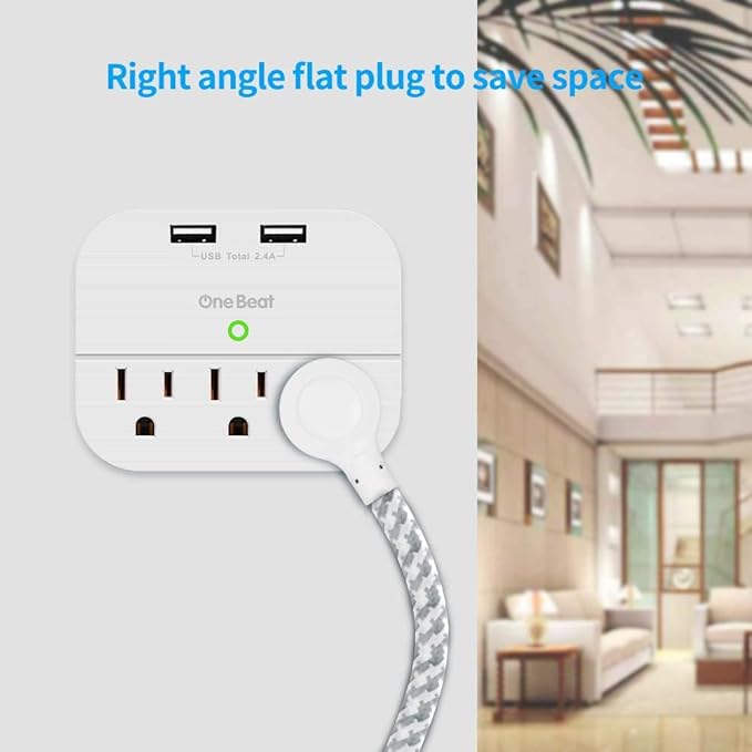 Desktop Power Strip with 3 Outlet 4 USB Ports 4.5A, Flat Plug and 10 ft Long - Image 5