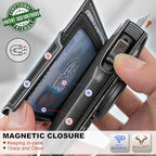 Men Airtag Leather Wallet Metal Case Money Clip (Black3429)