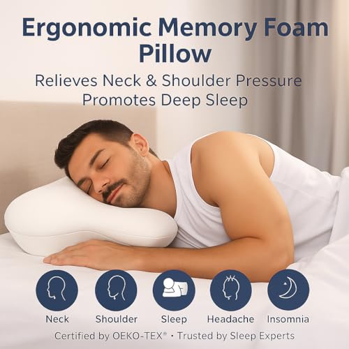 Extra High Loft Cervical Neck Pillow for Broad Shoulders (White)