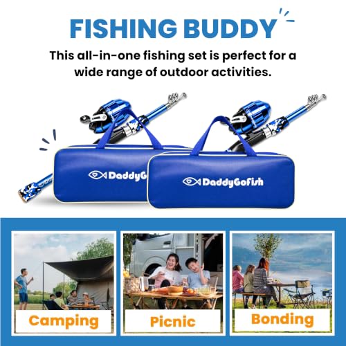 Kids Fishing Pole For Boys (2 Pack- Blue + Blue (Complete Set) / 4ft)