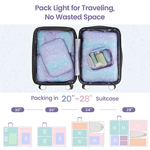 Compression Packing Cubes for Travel (03 Blue Purple Gradient / 5-Piece Set)