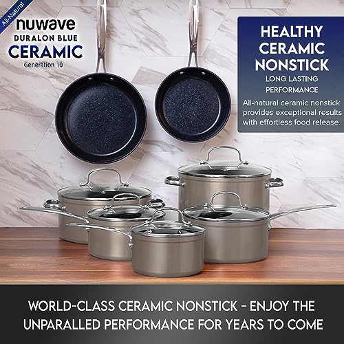Healthy Duralon Blue Ceramic Nonstick Cookware Set (Clay / 12pc Set)