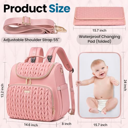 4 in 1 Convertible Diaper Bag Backpack (Pink)