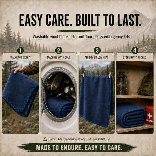 JMR Wool Camping Blanket 10 (Navy / 66x90 - 10 Pack)