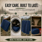 JMR Wool Camping Blanket 10 (Navy / 66x90 - 10 Pack)