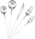 Gugrida 5-Piece Matte Silver Stainless Steel Satin Finish Flatware Set by Gugrida
