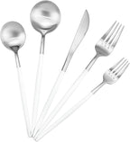 Gugrida 5-Piece Matte Silver Stainless Steel Satin Finish Flatware Set by Gugrida