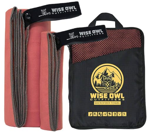 Microfiber Camping Towel (Red / Large (24x48) + Washcloth (12x12))