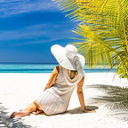 Womens Big Bowknot Straw Hat Foldable Sun Hats Floppy Beach Hat Large Roll up Cap UPF 50+ (White / 5.5" Brim, 1 Pack)
