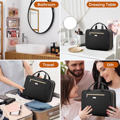 Hanging Toiletry Bag for Women Travel (Black / Medium)