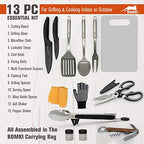 Grilling and Camping Cooking Utensils Set for The Outdoors BBQ (Black Lite)