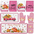 10 Pcs Fall Thanksgiving Pumpkin Kitchen Decor Set Pink (Light Pink / Cute Pumpkin)
