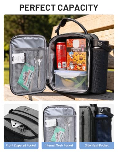Expandable Small Lunch Box for Men Women Kids to Work School (Gray)