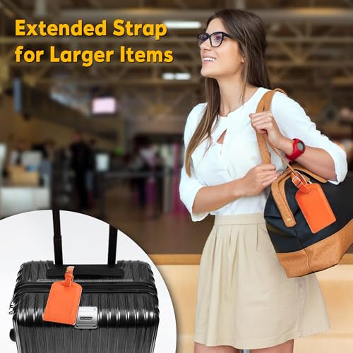 3 Pack Luggage Tags for Suitcases (Bright Orange)