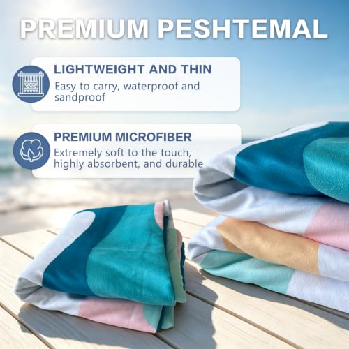 Beach Towel Backpack (1 Pack- Pink Blue / 75”x 35”)
