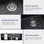 36"x19" Matte Black Undermount Double Bowl Workstation Kitchen Sink (Matte Black / 36" (50/50))