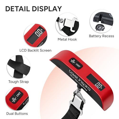 Luggage Scale Digital Suitcase Weight Scale for Travel (Red)