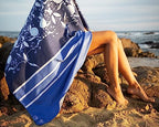 Quick Dry Microfiber Beach Towel (Blue Flower / Extra Large 78x35")