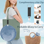 Womens Sun Hats Wide Brim Reversible Bucket Cotton Hat Packable Summer Travel Cap with Hat Clip (Medium / Blue)