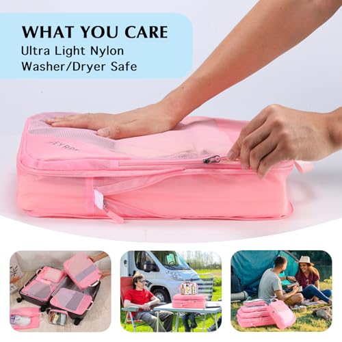 Compression Packing Cubes for Travel (10 Mesh/Pink / 10 Set)