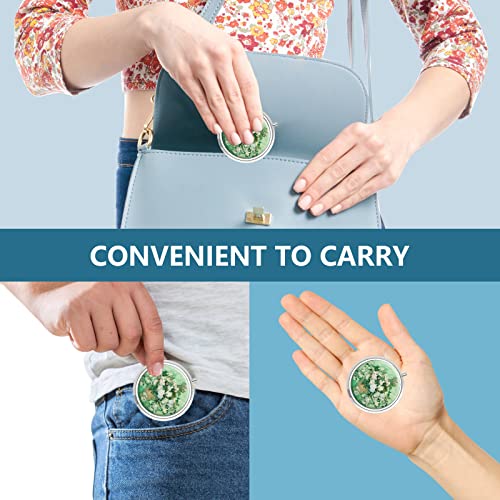 Pill Box 3 Compartment Small Pill Case Pill Organizer for Pocket or Purse (50-vase With Pink Roses / 1 piece)