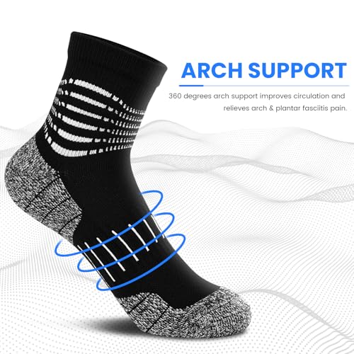 Ankle Compression Socks for Men Athletic Running Socks with Cushioned Support 3 Pairs (X-Large / Zoned Cushion-white(3 Pairs))