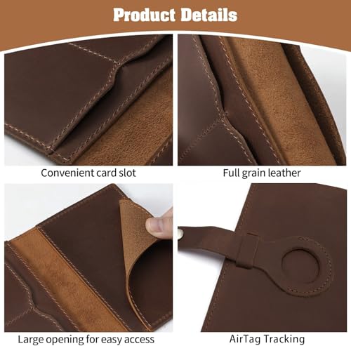 Genuine Leather Passport Holder For Travel (Airtag Red Brown)