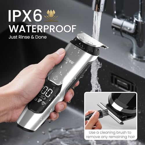 3-in-1 Beard Trimmer for Men, IPX6 Waterproof Electric Razor Shaver (Silver)