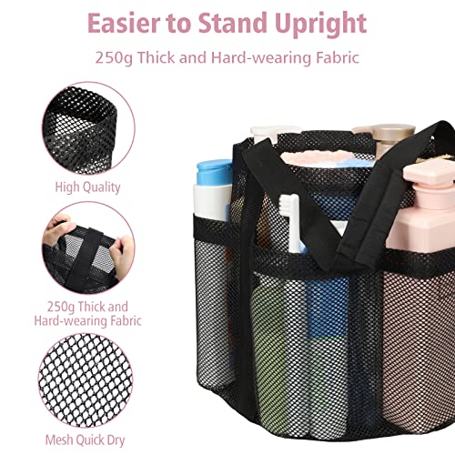 Mesh Shower Caddy Portable (1 Pack Black / L (Round Dorm Caddy))